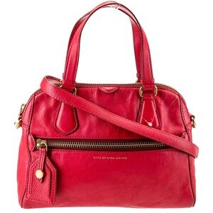 Marc by Marc Jacobs Pearl Red Leather Two-Way Bag with Crossbody Strap
